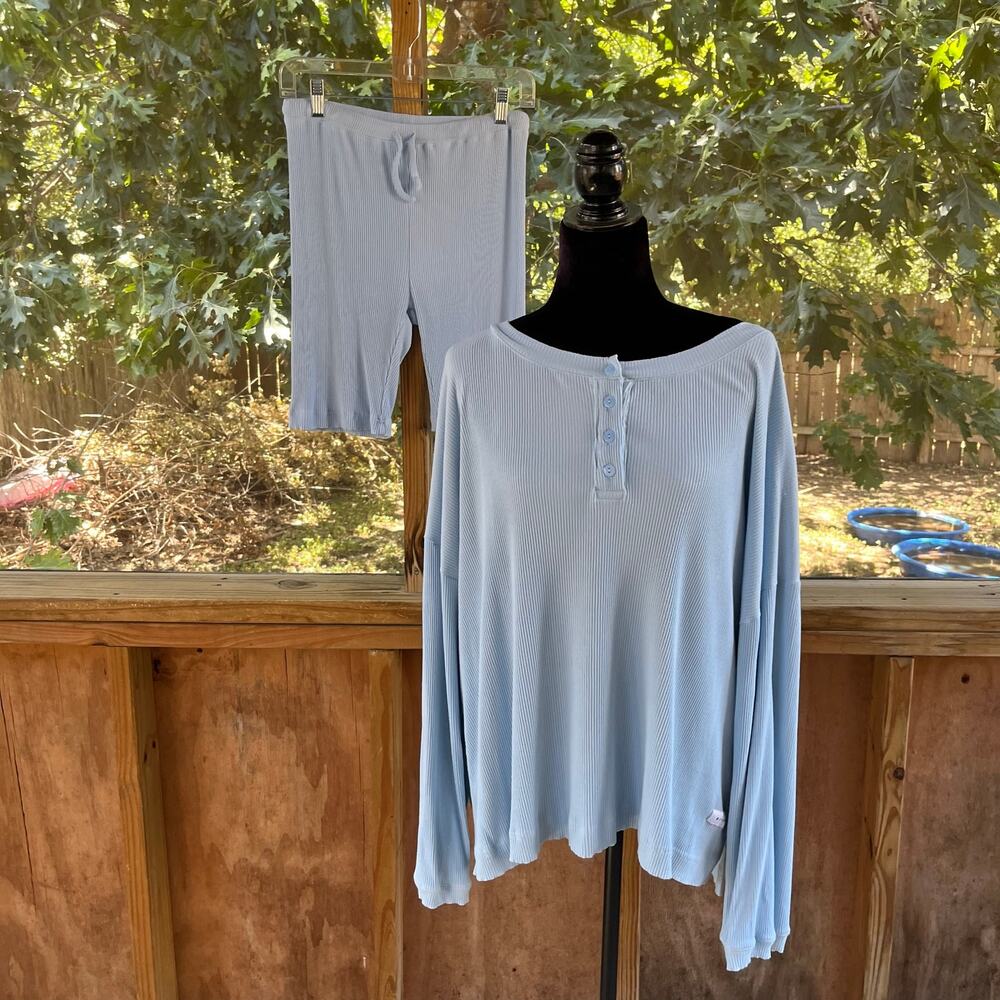 Piyama Women's Light Blue Pajama Sleepwear Set Size M/L